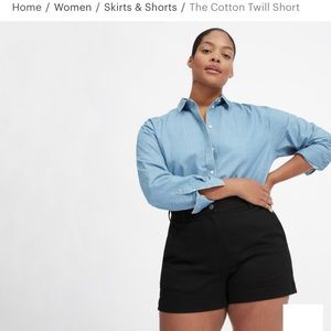 Everlane Black Cotton Twill Shorts